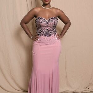 Elegant Pink Strapless Dress